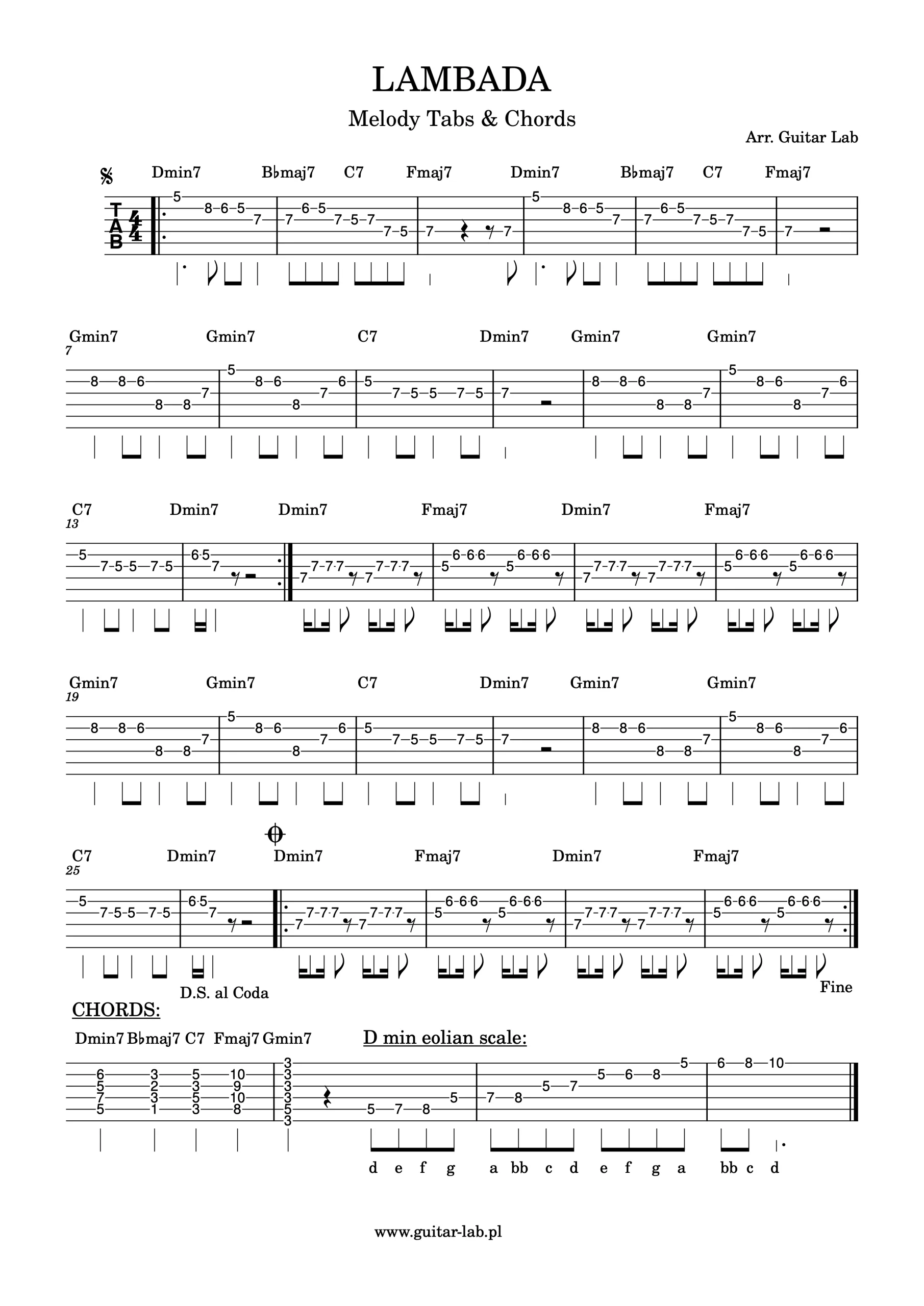 Lambada Tabs Chords Melody Guitar